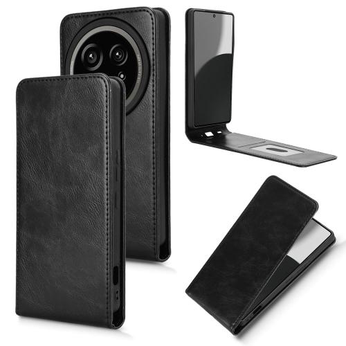 

For Sharp Aquos R9 Pro Magnetic Vertical Flip Leather Phone Case(Black)