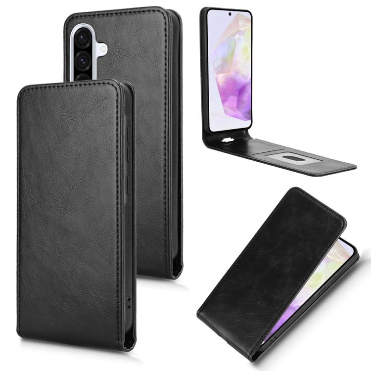 

For Samsung Galaxy A56 5G Magnetic Vertical Flip Leather Phone Case(Black)