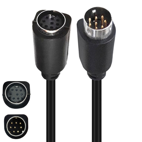 

90 Degree mini DIN 8 Pin TV Audio Adapter Cable S-Video TV Box Cable, Length:0.5m(Black)