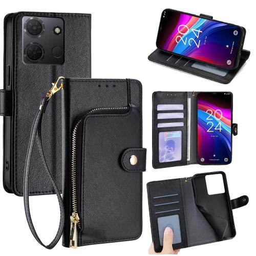 

For TCL 503 4G Zipper Bag Leather Phone Case(Black)