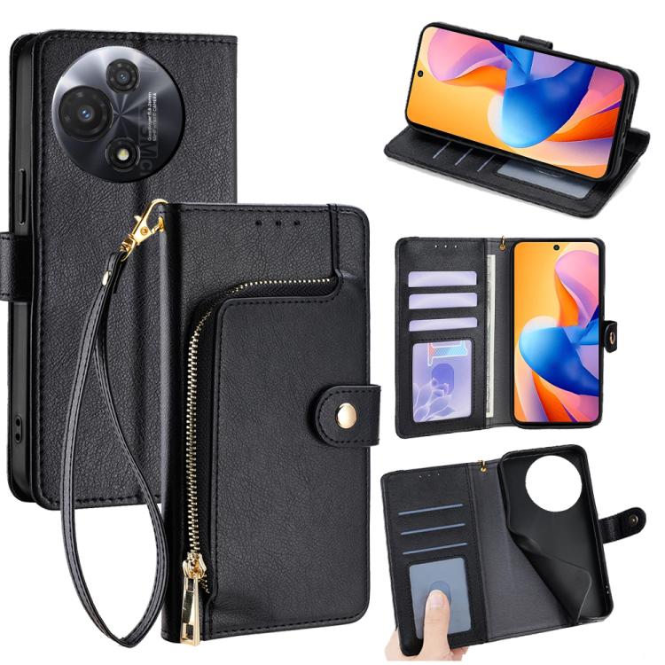 

For TCL 60R 5G Zipper Bag Leather Phone Case(Black)