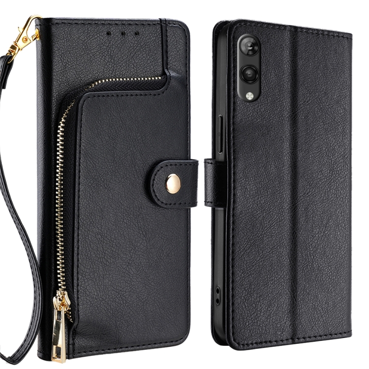 

For Rakuten Hand 5G Zipper Bag Leather Phone Case(Black)