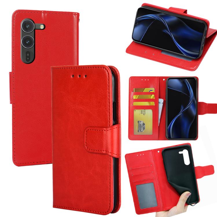 

For Fujitsu Arrows Alpha F-51F Crystal Texture Leather Phone Case(Red)