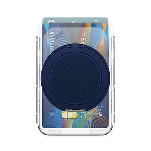 Transparent PC Magnetic Card Bag with 360 Degree Rotating Ring Holder(Royal Blue)