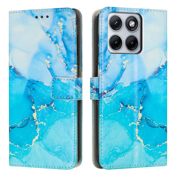 

For Motorola Edge 5G 2026 Painted Marble Pattern Leather Phone Case(Blue Green)