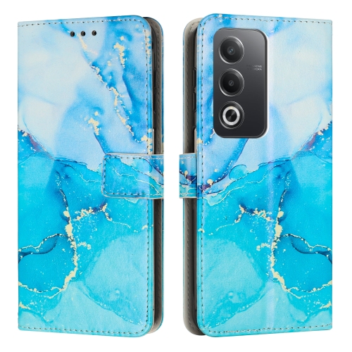 

For OPPO A3 Pro 5G India Painted Marble Pattern Leather Phone Case(Blue Green)