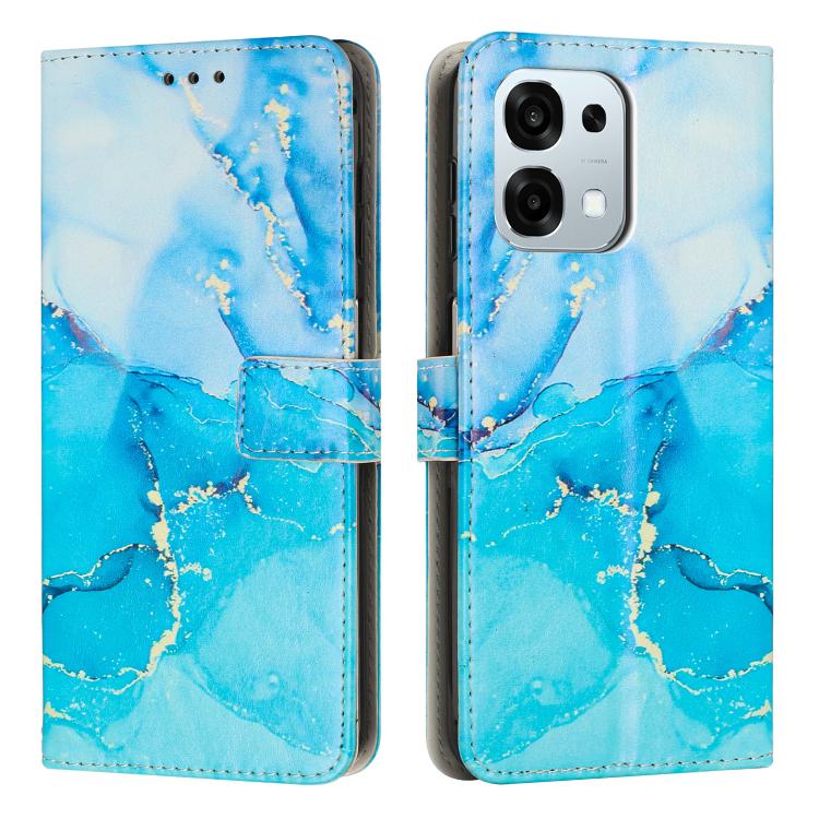 

For OPPO F31 5G / A6 Pro Global 5G Painted Marble Pattern Leather Phone Case(Blue Green)