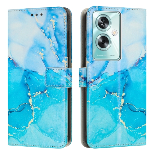 

For OnePlus Nord N30 SE Global Painted Marble Pattern Leather Phone Case(Blue Green)