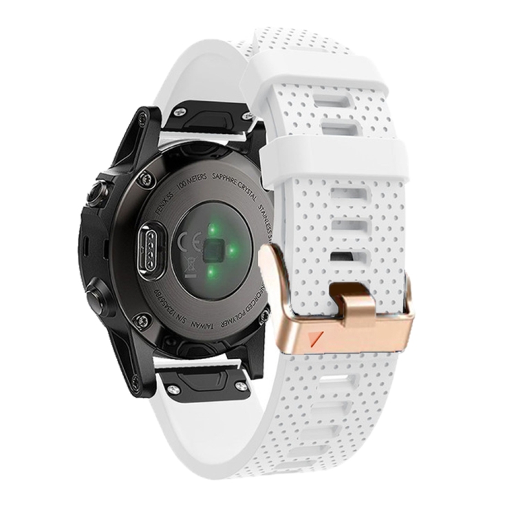 

For Garmin 20mm Spotted Rose Gold Buckle Silicone Quick Release Watch Band(White)