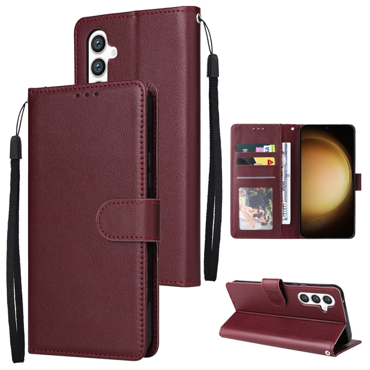 

For Samsung Galaxy S25+ 5G 3-Card Slots Multifunctional Leather Phone Case(Wine Red)