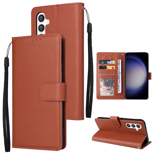 

For Samsung Galaxy S25 5G 3-Card Slots Multifunctional Leather Phone Case(Brown)