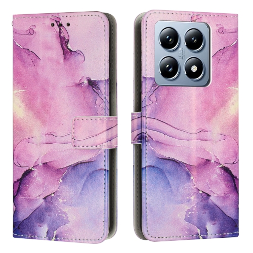 

For Xiaomi 14T Global Painted Marble Pattern Leather Phone Case(Purple)