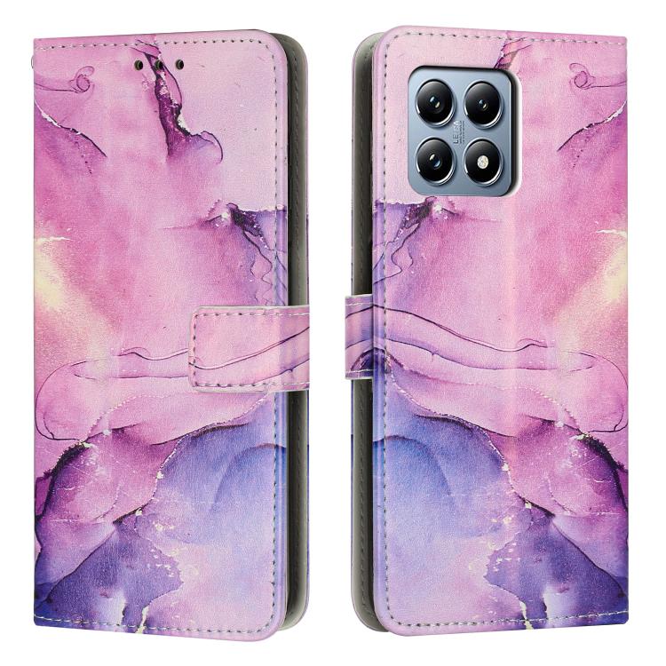 For Xiaomi 15T 5G Painted Marble Pattern Leather Phone Case(Purple)