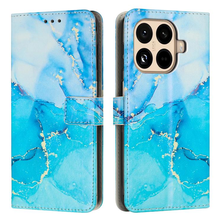 

For Xiaomi 15T Pro 5G Painted Marble Pattern Leather Phone Case(Blue Green)