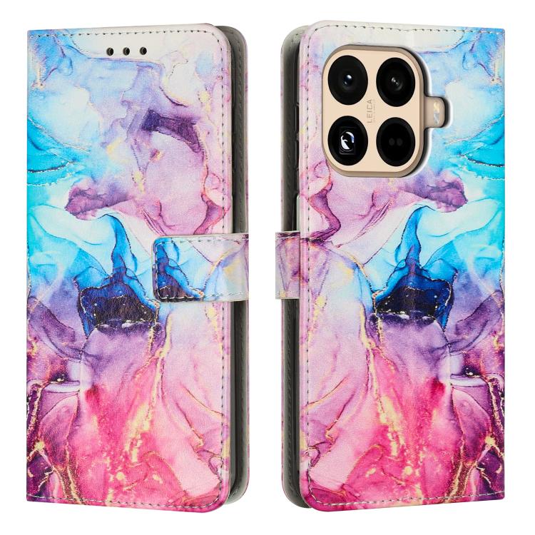

For Xiaomi 15T Pro 5G Painted Marble Pattern Leather Phone Case(Pink Purple)