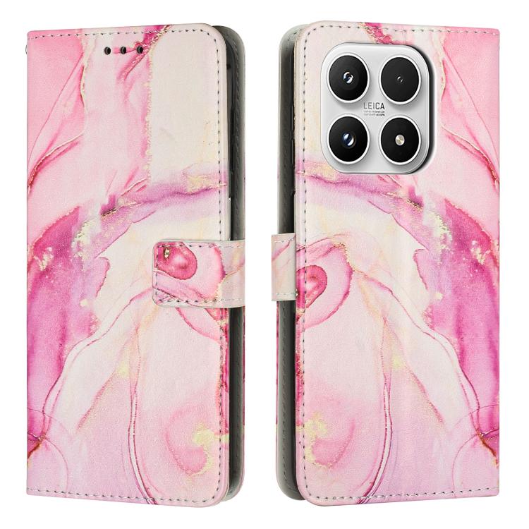 

For Xiaomi 17 Painted Marble Pattern Leather Phone Case(Rose Gold)