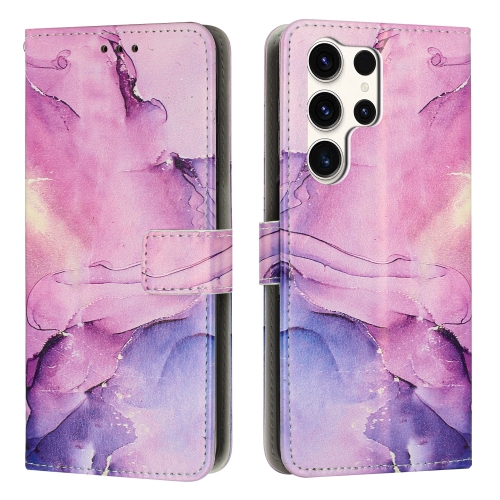 

For Samsung Galaxy S24 Ultra 5G Painted Marble Pattern Leather Phone Case(Purple)