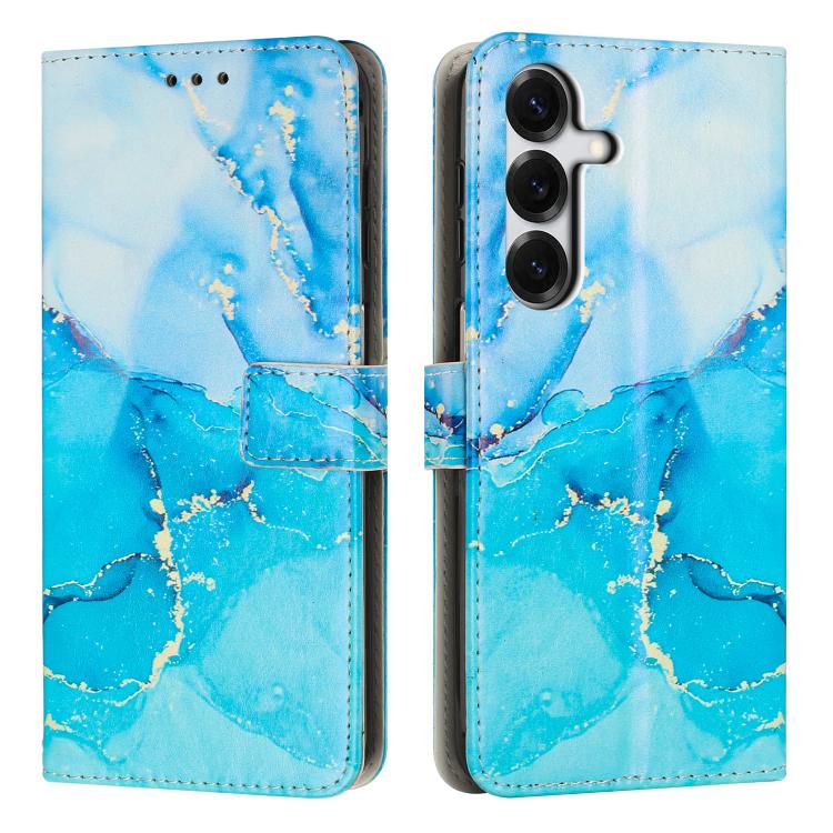 For Samsung Galaxy S26 5G Painted Marble Pattern Leather Phone Case(Blue Green)
