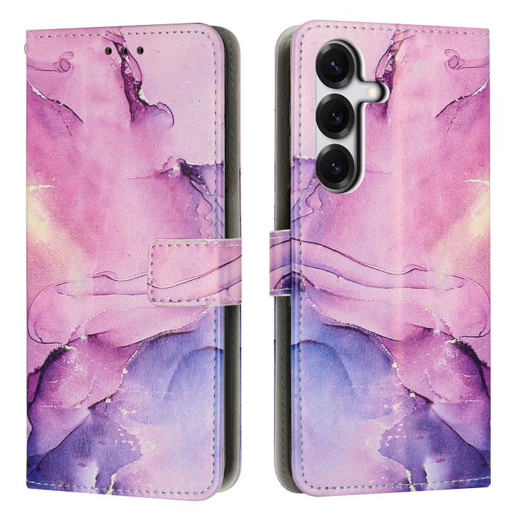 For Samsung Galaxy S26+ 5G Painted Marble Pattern Leather Phone Case(Purple)