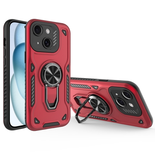 

For iPhone 15 Plus Metal Rotating Bracket TPU + PC Magnetic Phone Case(Red)