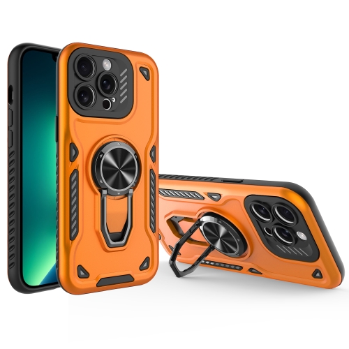 

For iPhone 13 Pro Metal Rotating Bracket TPU + PC Magnetic Phone Case(Orange)