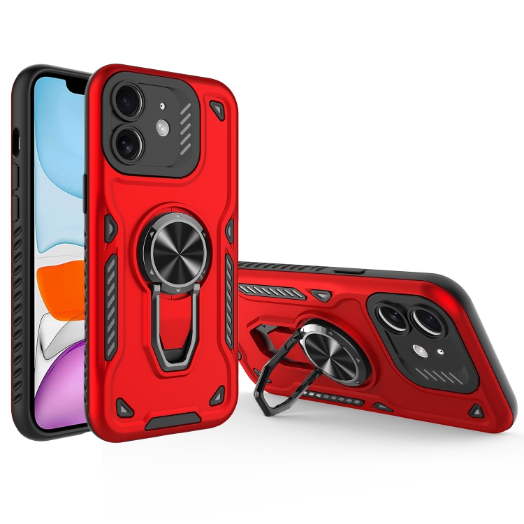 

For iPhone 11 Metal Rotating Bracket TPU + PC Magnetic Phone Case(Bright Red)