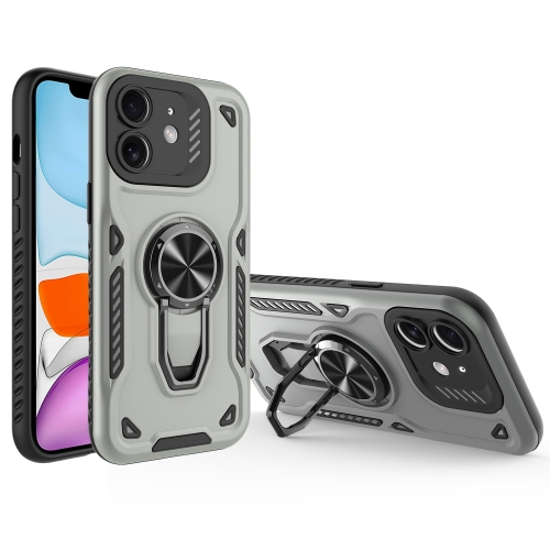 

For iPhone 11 Metal Rotating Bracket TPU + PC Magnetic Phone Case(Gray)