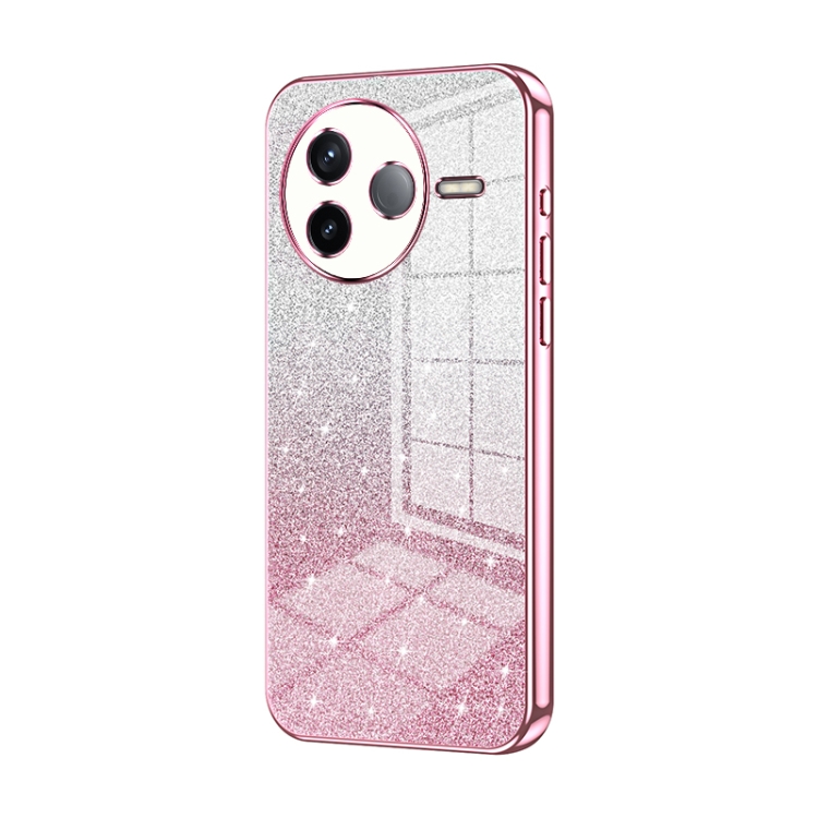 

For Redmi K80 Gradient Glitter Powder Electroplated Phone Case(Pink)