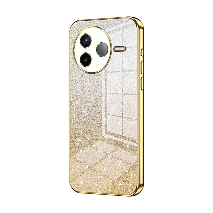 

For Redmi K80 Gradient Glitter Powder Electroplated Phone Case(Gold)