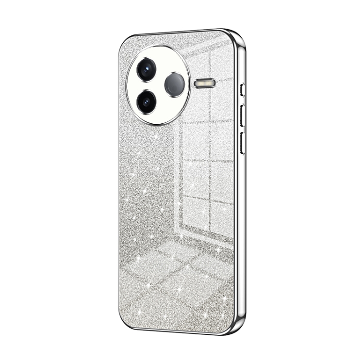 

For Redmi K80 Gradient Glitter Powder Electroplated Phone Case(Silver)