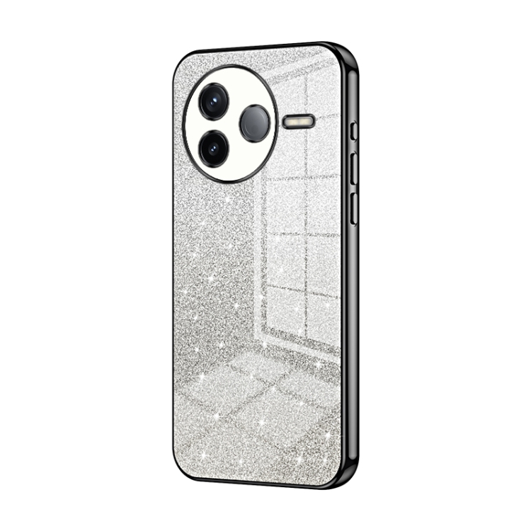 

For Redmi K80 Gradient Glitter Powder Electroplated Phone Case(Black)