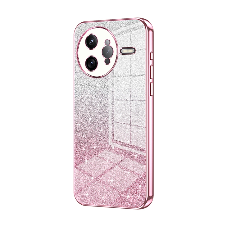 

For Redmi K80 Pro Gradient Glitter Powder Electroplated Phone Case(Pink)