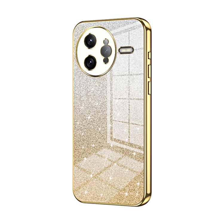

For Redmi K80 Pro Gradient Glitter Powder Electroplated Phone Case(Gold)