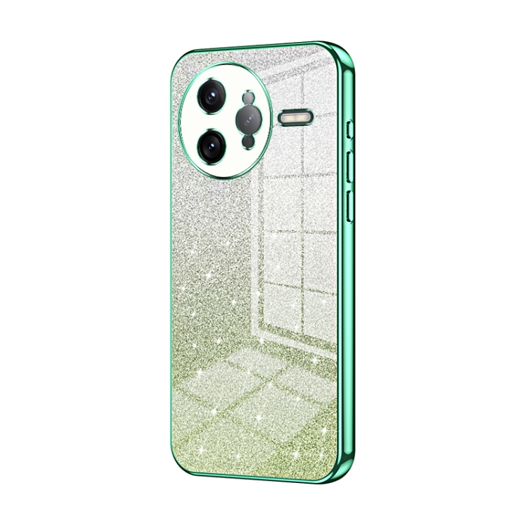 

For Redmi K80 Pro Gradient Glitter Powder Electroplated Phone Case(Green)