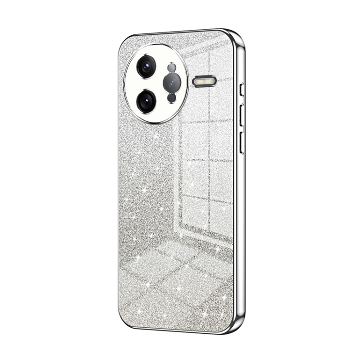 

For Redmi K80 Pro Gradient Glitter Powder Electroplated Phone Case(Silver)