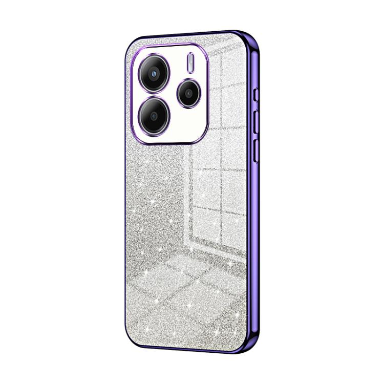 

For Redmi Note14 4G 163.25mm Gradient Glitter Powder Electroplated Phone Case(Purple)