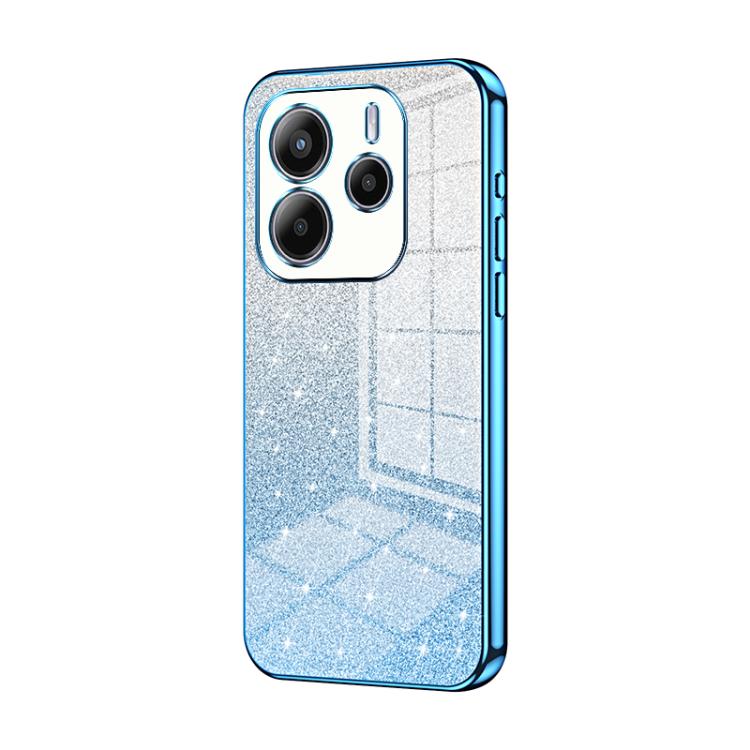 

For Redmi Note14 4G 163.25mm Gradient Glitter Powder Electroplated Phone Case(Blue)