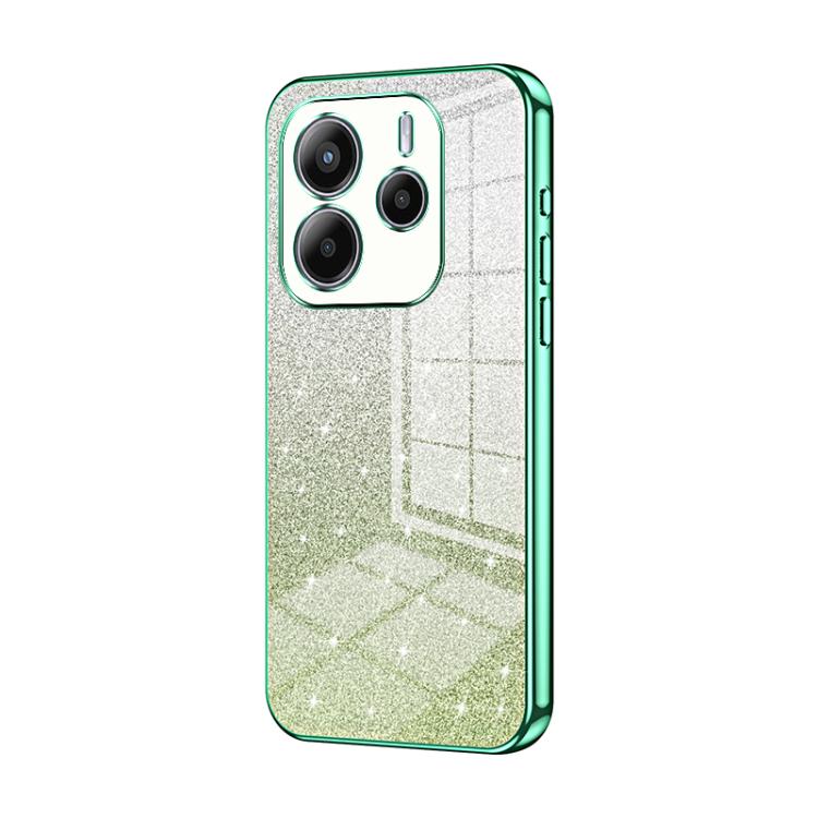 

For Redmi Note 14 4G 163.25mm Gradient Glitter Powder Electroplated Phone Case(Green)
