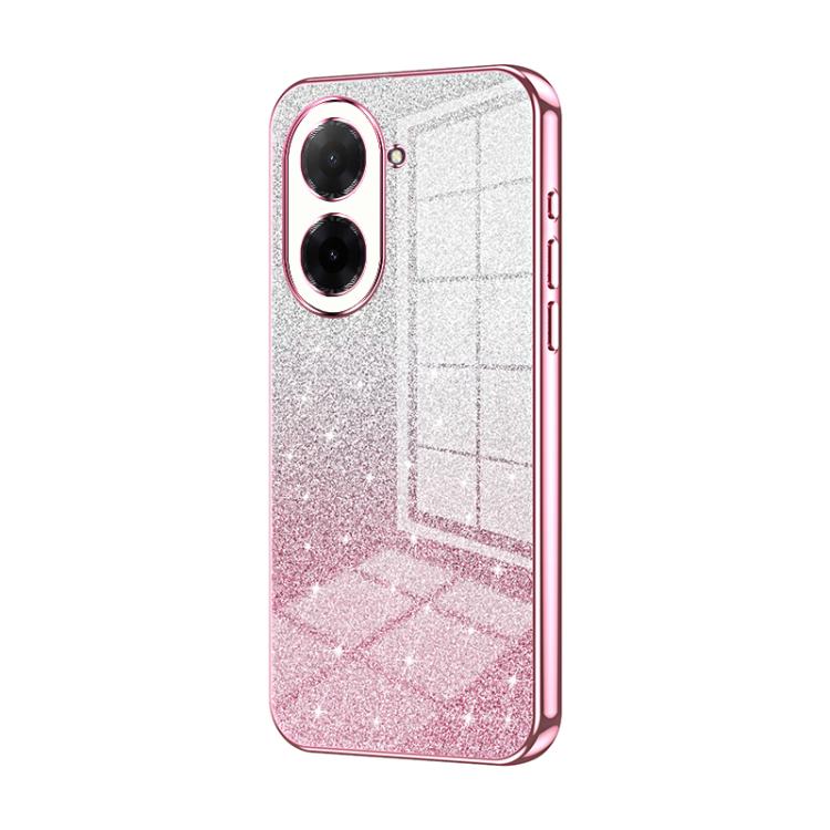 

For Redmi A5 4G 171.7mm / Poco C71 Gradient Glitter Powder Electroplated Phone Case(Pink)