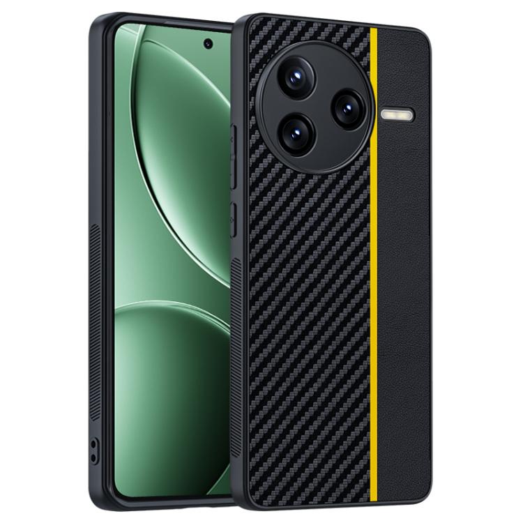

For Redmi K80 / Poco F7 Pro Ultra-thin Carbon Fiber Texture Printing Phone Case(Black Yellow)
