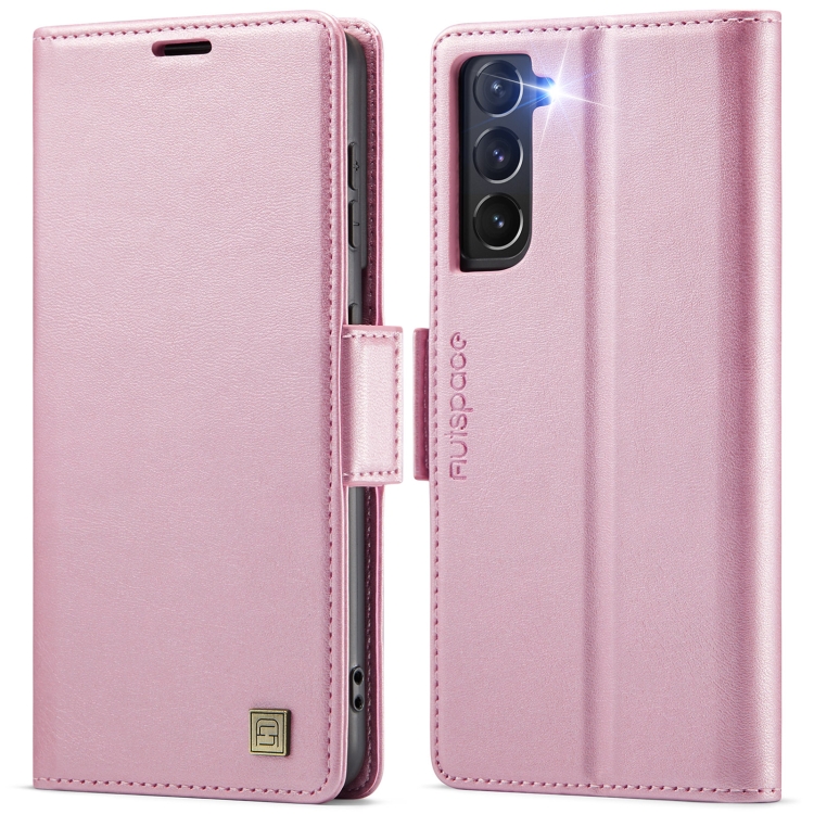 

For Samsung Galaxy S22+ 5G AutSpace A11 Side Buckle MagSafe Magnetic RFID Phone Leather Case(Rose Gold)