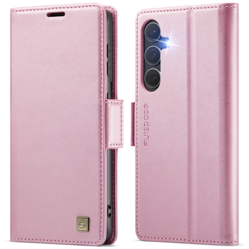 

For Samsung Galaxy S24 5G AutSpace A11 Side Buckle MagSafe Magnetic RFID Phone Leather Case(Rose Gold)