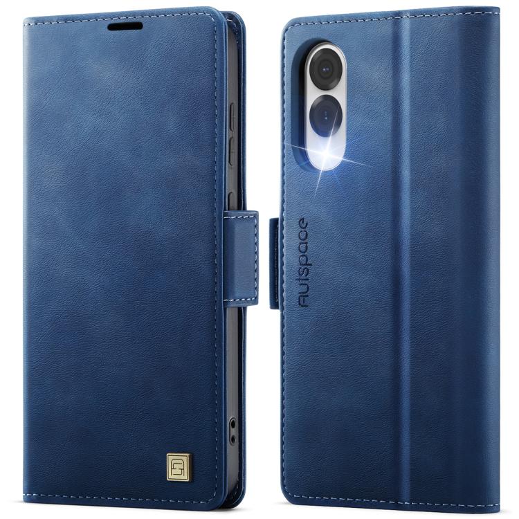 

For Samsung Galaxy S25 Edge 5G AutSpace A11 Side Buckle MagSafe Magnetic RFID Phone Leather Case(Blue)