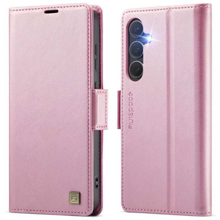 

For Samsung Galaxy S25 FE 5G AutSpace A11 Side Buckle MagSafe Magnetic RFID Phone Leather Case(Rose Gold)