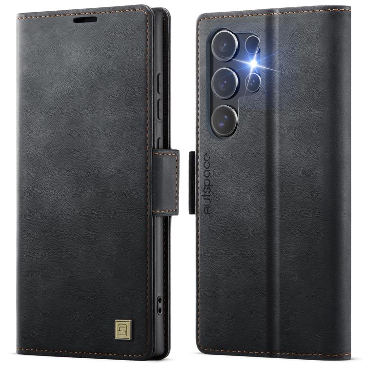 

For Samsung Galaxy S26 Ultra 5G AutSpace A11 Side Buckle MagSafe Magnetic RFID Phone Leather Case(Black)