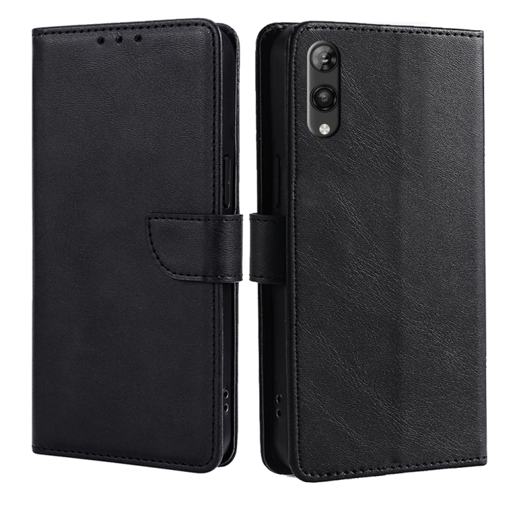 

For Rakuten Hand 5G Calf Texture Buckle Flip Leather Phone Case(Black)