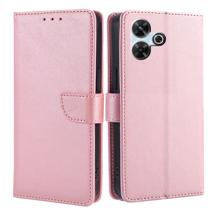 

For Redmi 13 4G Calf Texture Buckle Flip Leather Phone Case(Rose Gold)