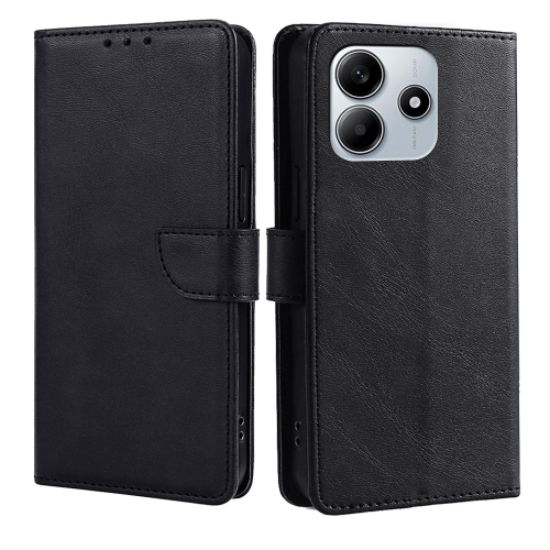 

For Redmi Note 14 5G Calf Texture Buckle Flip Leather Phone Case(Black)
