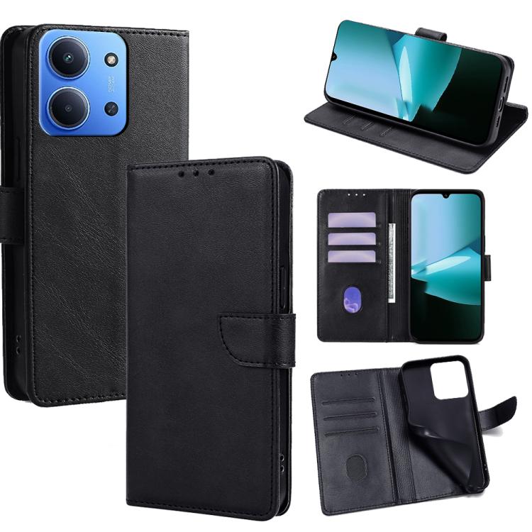 

For Redmi 15C 5G / 4G EU 173mm / Poco C85 5G Calf Texture Buckle Flip Leather Phone Case(Black)