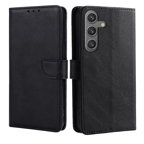 

For Samsung Galaxy S25 5G Calf Texture Buckle Flip Leather Phone Case(Black)